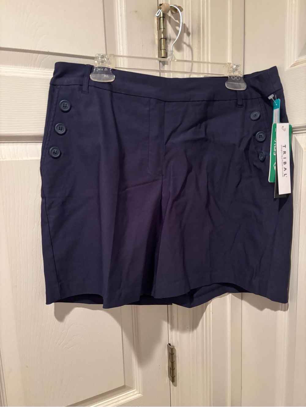 Tribal Navy Blue Button-Detail Skort